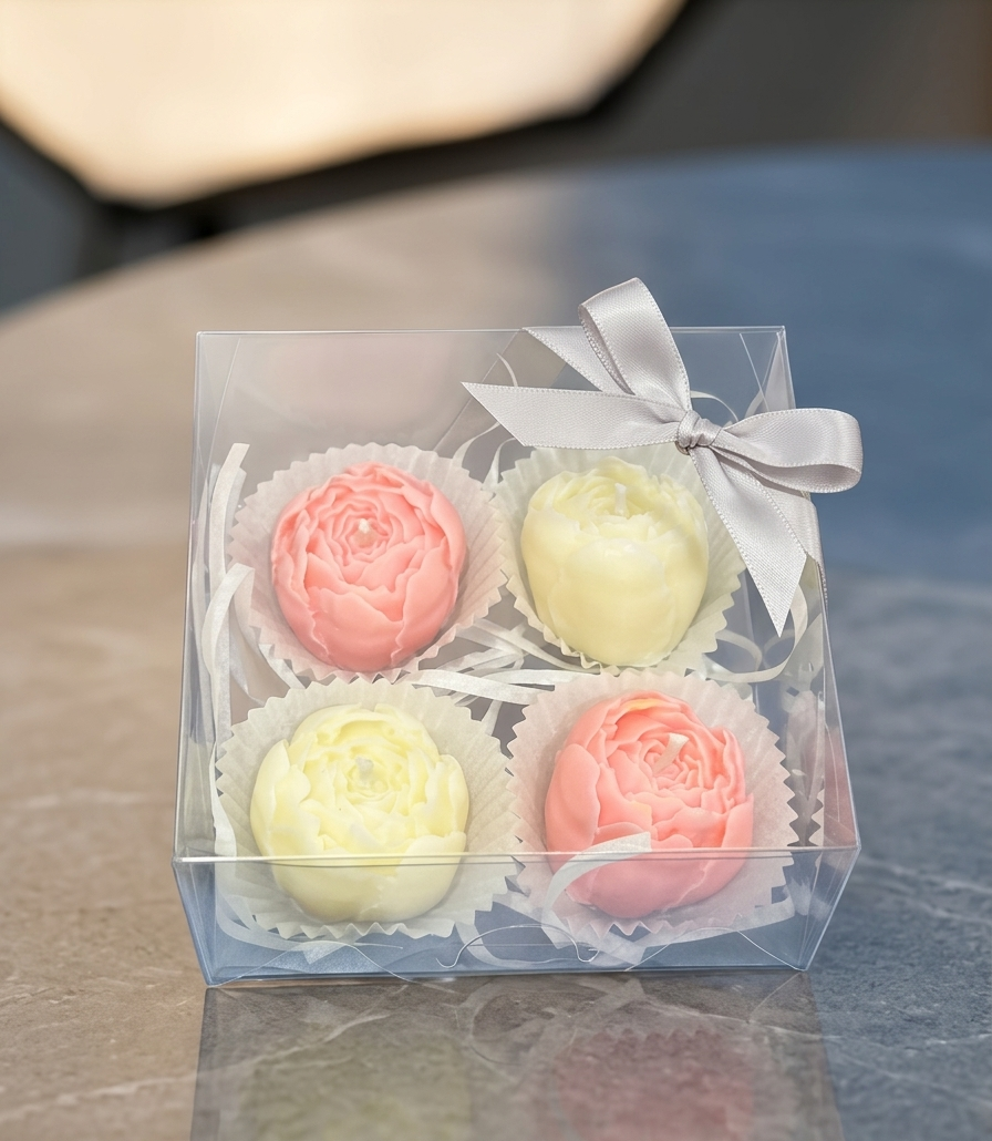 Peonies - 4 Mini Wax Candles